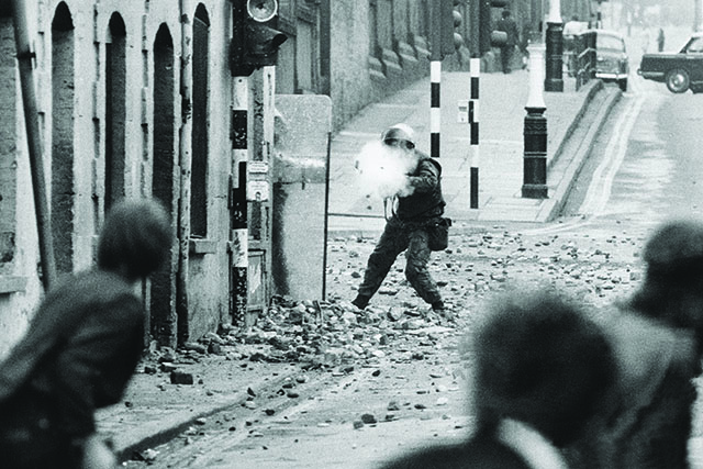 Street Fighting in the Bogside, Londonderry. 13/8/1969.