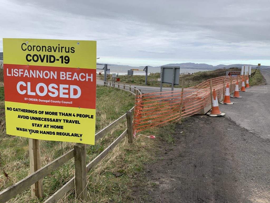 Lisfannon Beach at Fahan. Closed by order of Donegal County Council.