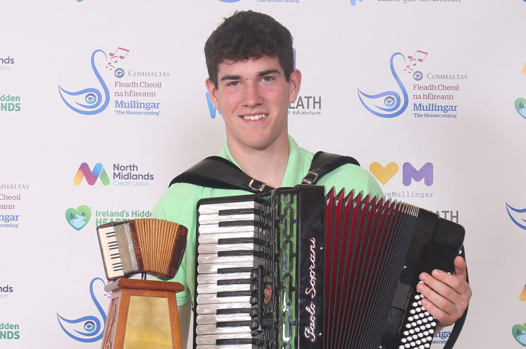 Cormac McColgan who won the 15-18 years piano accordion competition at the Comhaltas Ceoltóirí Éireann All-Ireland Fleadh Cheoil in Mullingar.